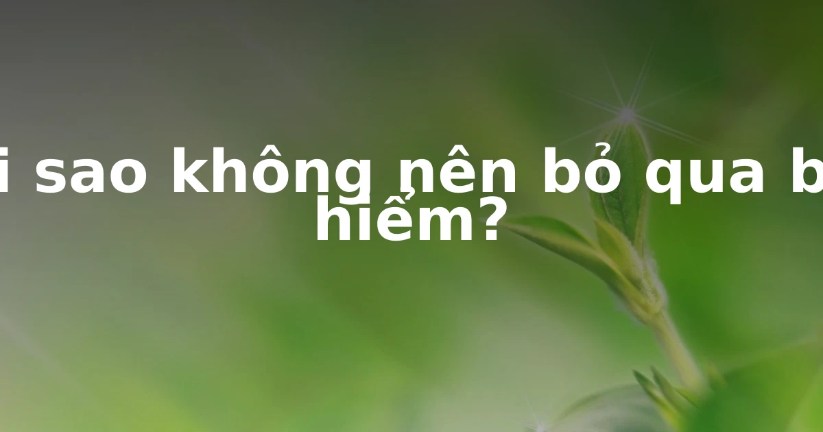 Tại sao không nên bỏ qua bảo hiểm?